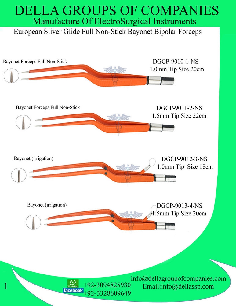 European Sliver Glide Full Non-Stick Bayonet Bipolar Forceps