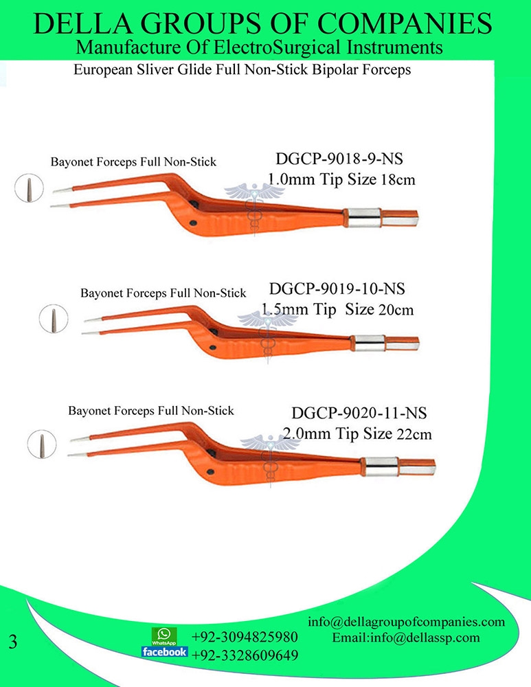 European Sliver Glide Full Non-Stick Bipolar Forceps