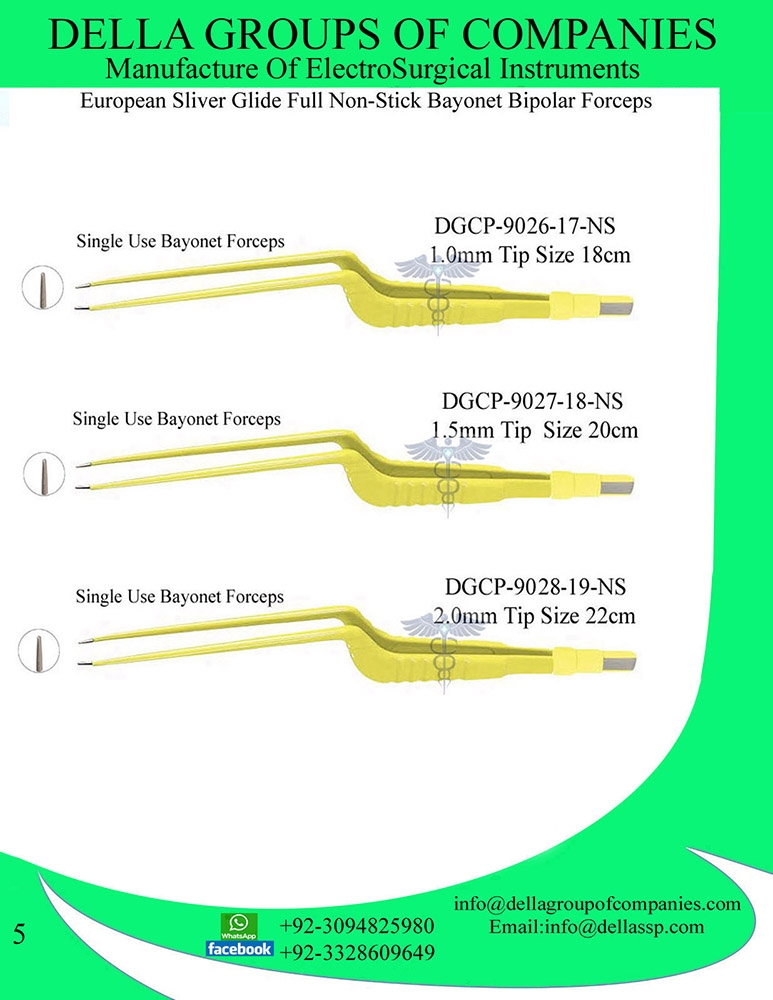 European Sliver Glide Full Non-Stick Bayonet Bipolar Forceps