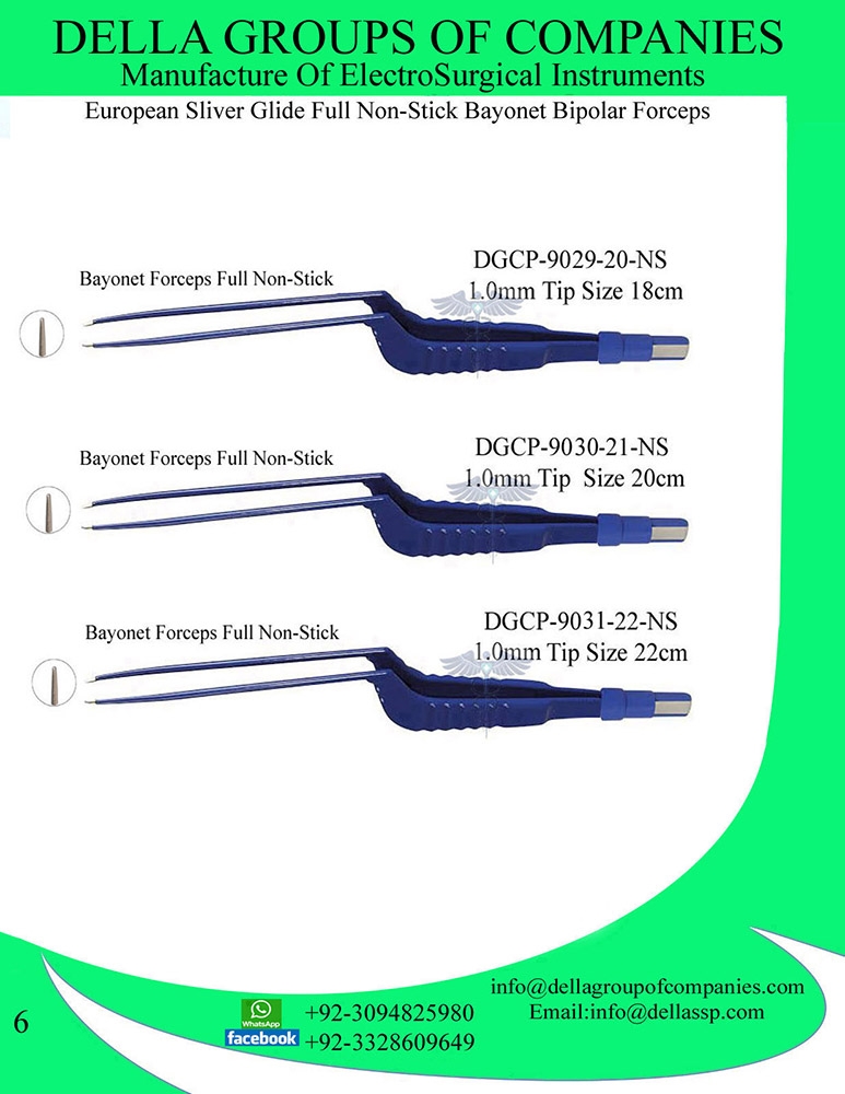 European Sliver Glide Full Non-Stick Bayonet Bipolar Forceps