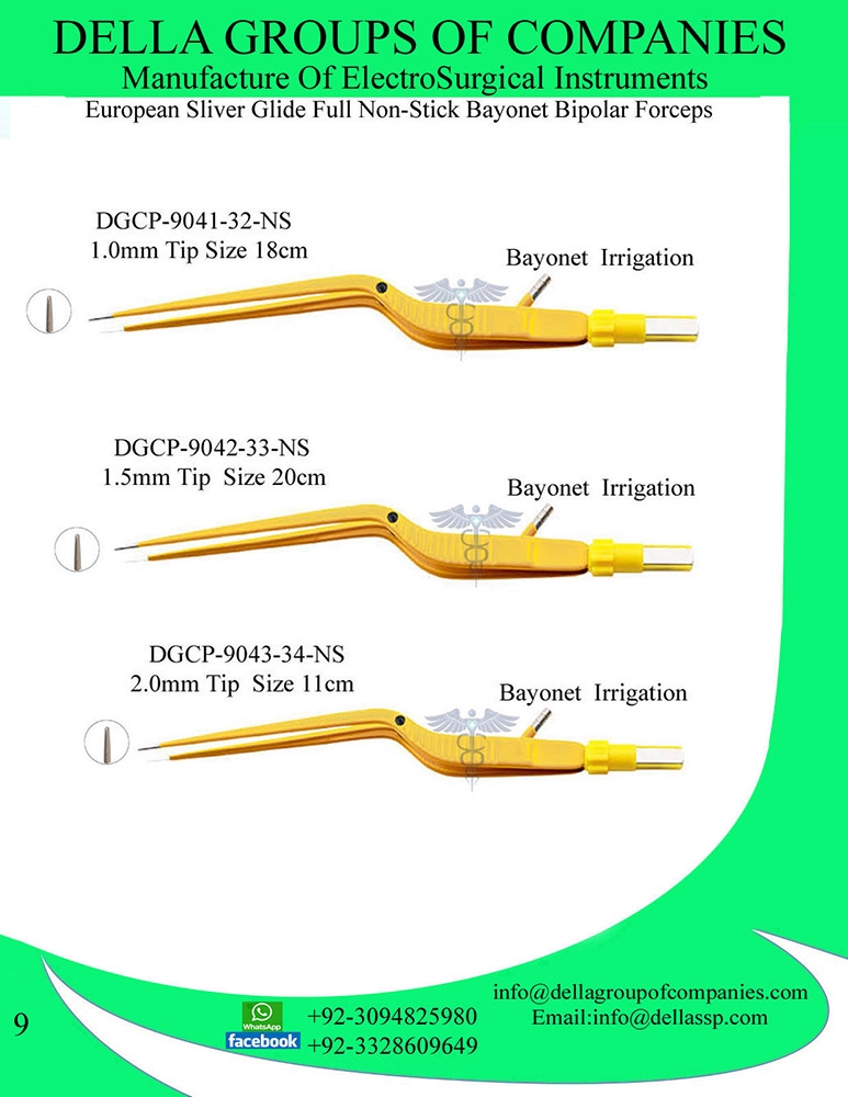 European Sliver Glide Full Non-Stick Bayonet Bipolar Forceps 