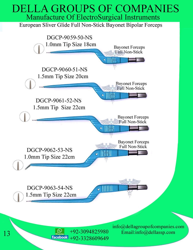 European Sliver Glide Full Non-Stick Bayonet Bipolar Forceps