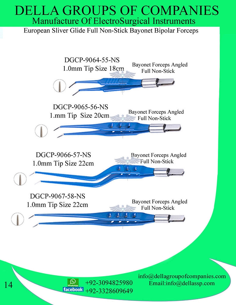 European Sliver Glide Full Non-Stick Bayonet Bipolar Forceps