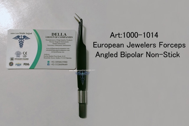  European Jewelers Forceps  Angled Bipolar Non-Stick