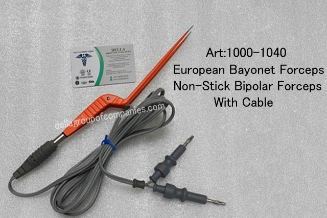 European Bayonet Forceps Non-Stick  Bipolar Forceps With Cable