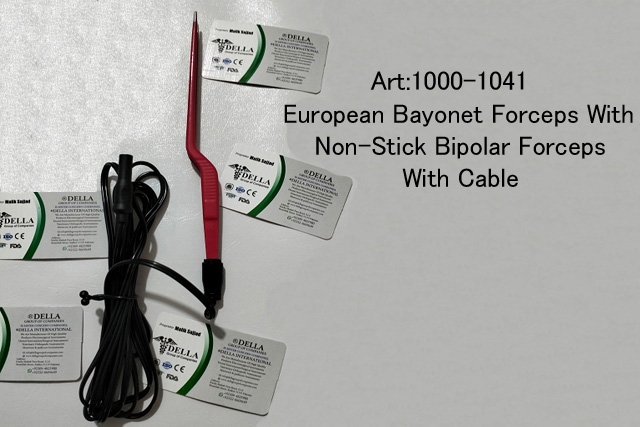 European Bayonet Forceps Non-Stick  Bipolar Forceps With Cable