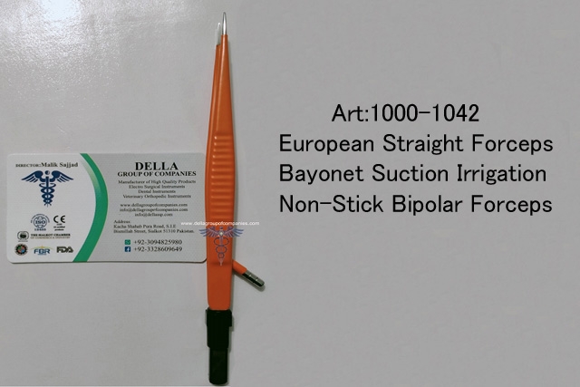 European Straight Forceps Bayonet Suction Irrigation Non-Stick Bipolar Forceps