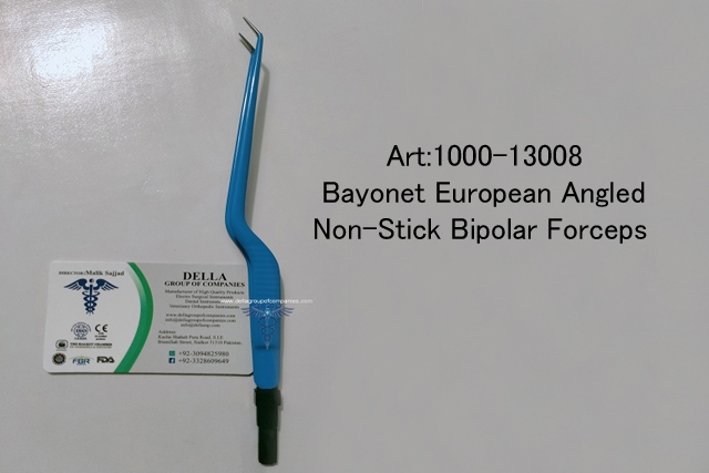 Bayonet European Angled  Non-Stick Bipolar Forceps