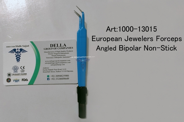 European Jewelers Forceps Angled Bipolar Non-Stick 
