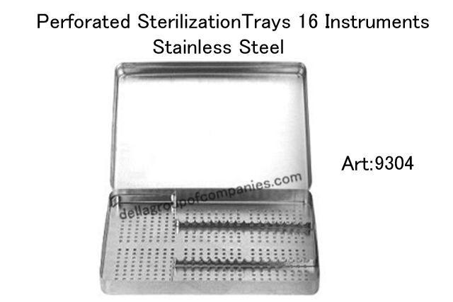 Perforated Sterilization Trays 16 Instruments Stainless Steel    