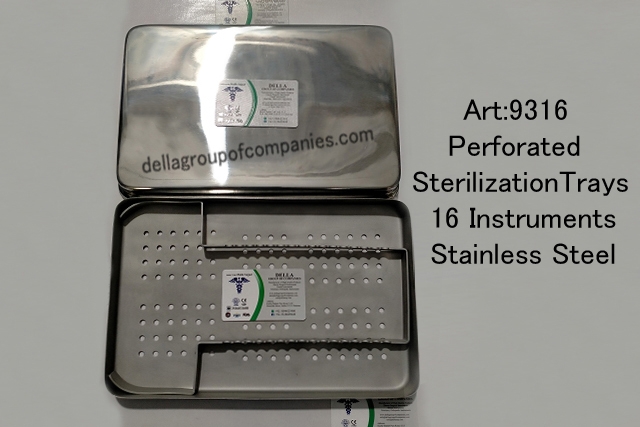 Perforated Sterilization Trays 16 Instruments Stainless Steel   