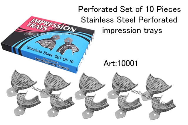 Perforated Set of 10 Pieces Stainless Steel Perforated impression trays 