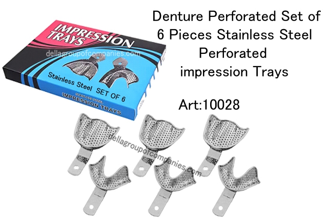 Denture Perforated Set of 6 Pieces Stainless Steel Perforated impression trays