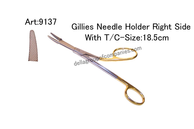 Gillies  Needle Holder Right Side Curved  With  T/C 